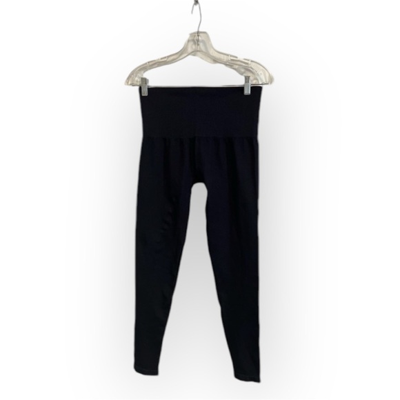 Assets Spanx Womens Pull On Legging Large  Black Stretch High Rise Cropped Sz L - Picture 2 of 4